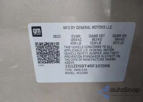 2024 Chevrolet Malibu Fwd 1Lt z USA, uszkodzony, nr VIN 1G1ZD5ST4RF107006